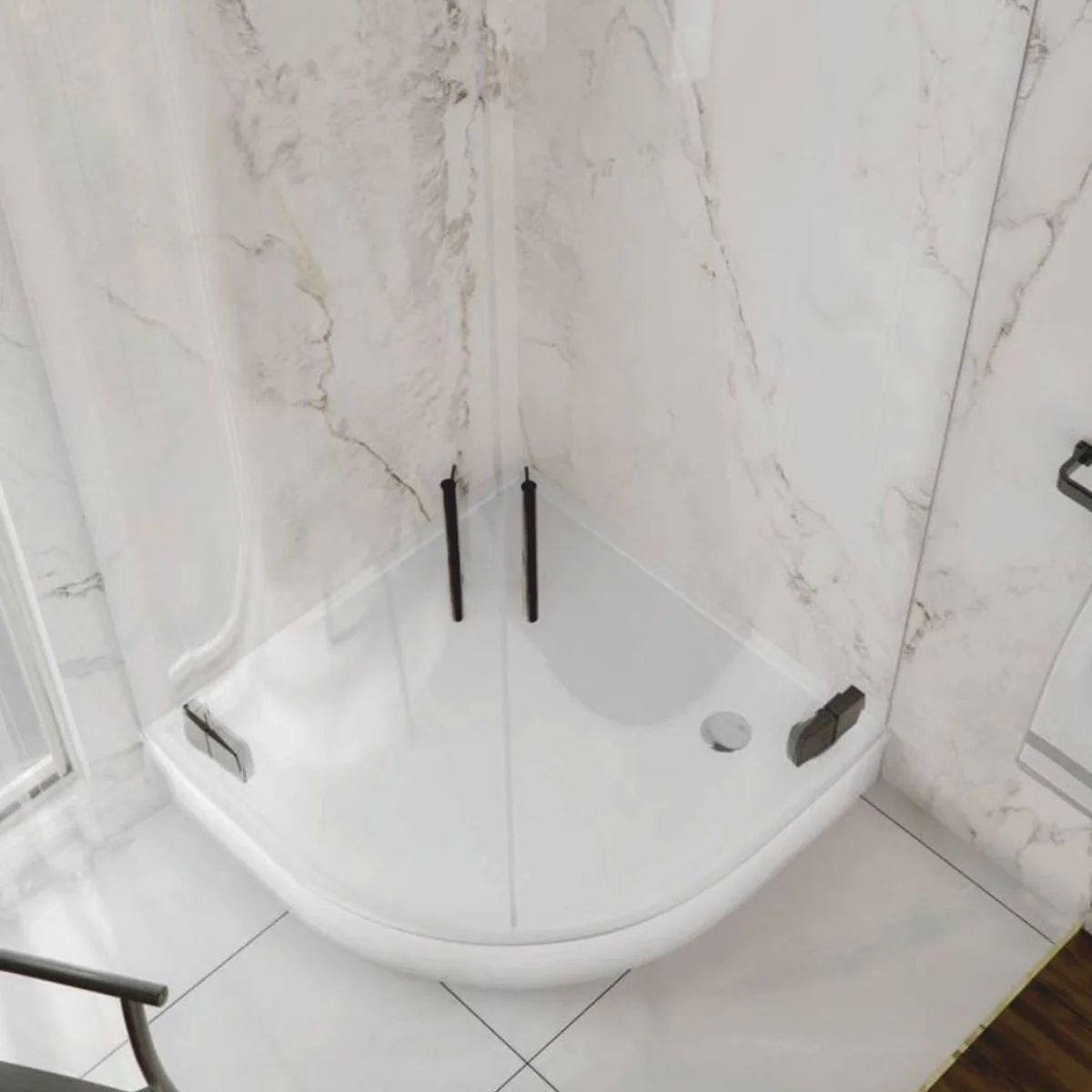 Luxus Duschwanne Hochglanz Weiß 89,5 cm - Badezimmer Interior