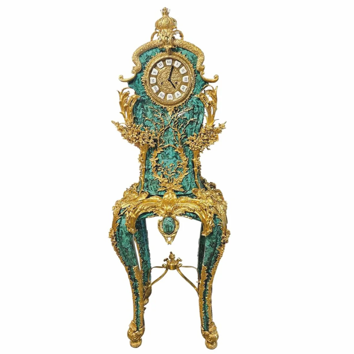 Barock Standuhr Malachitgrün / Gold H. 185 cm - Barock Möbel