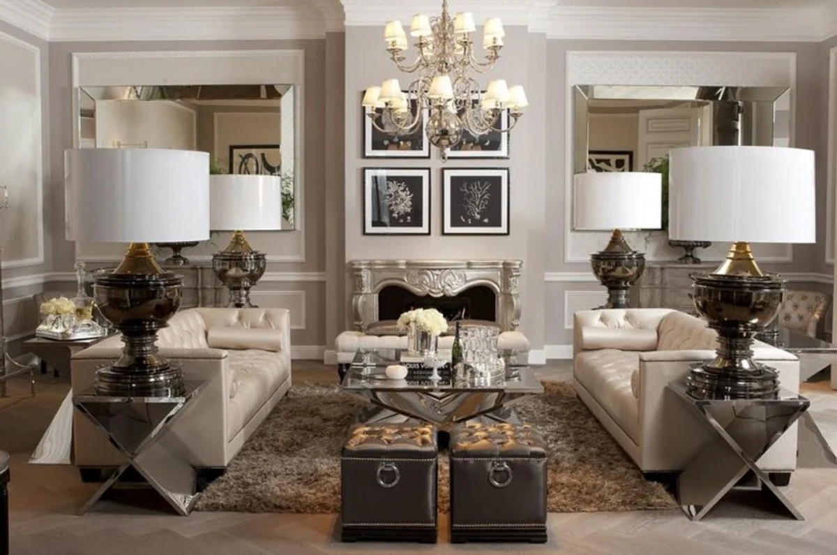 Luxus Art Deco Designer Beistelltisch 46 x 56 x H. 59 cm - Luxus Kollektion