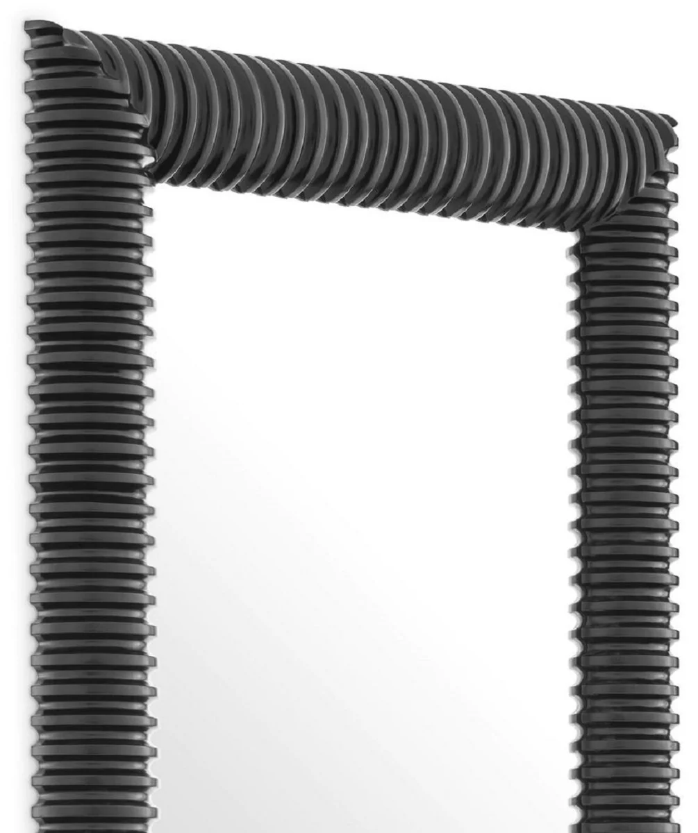 Luxus Wandspiegel Schwarz 80 x 6 x H. 200 cm - Rechteckiger Spiegel mit hochwertigem Mahagoni Rahmen - Wohnzimmer Spiegel - Schlafzimmer Spiegel - Garderoben Spiegel - Luxus Möbel