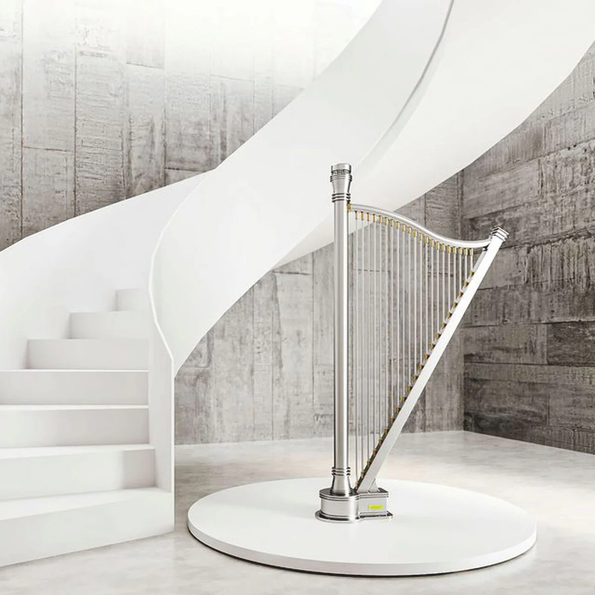 Luxus Heizung in Harfenform Silber / Gold H. 200 cm - Freistehend