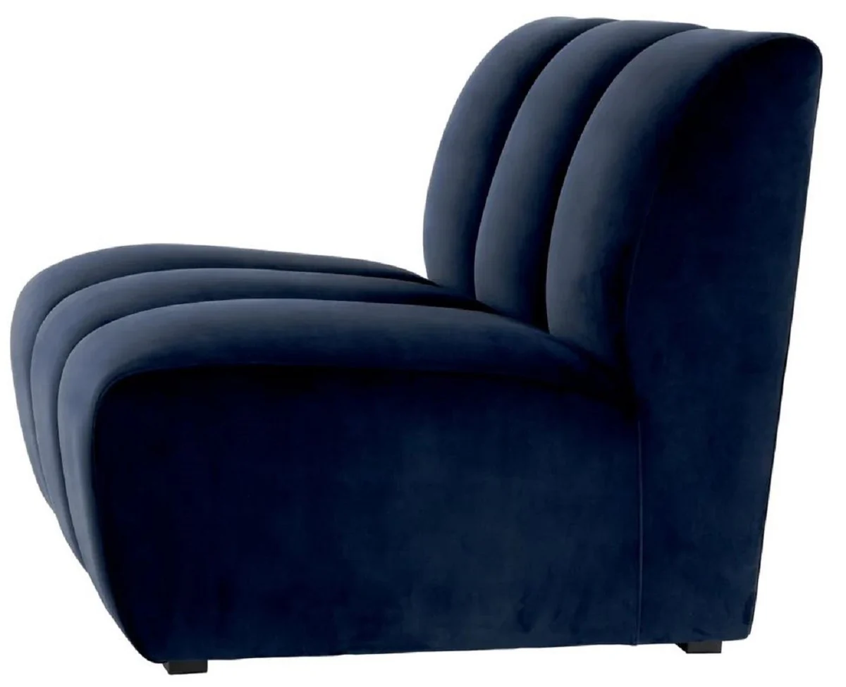 Luxus Samt Sofa Element Mitternachtsblau / Schwarz 108,5 x 94,5 x H. 83 cm - Erweiterbares Wohnzimmer Sofa - Wohnzimmer Möbel - Luxus Möbel