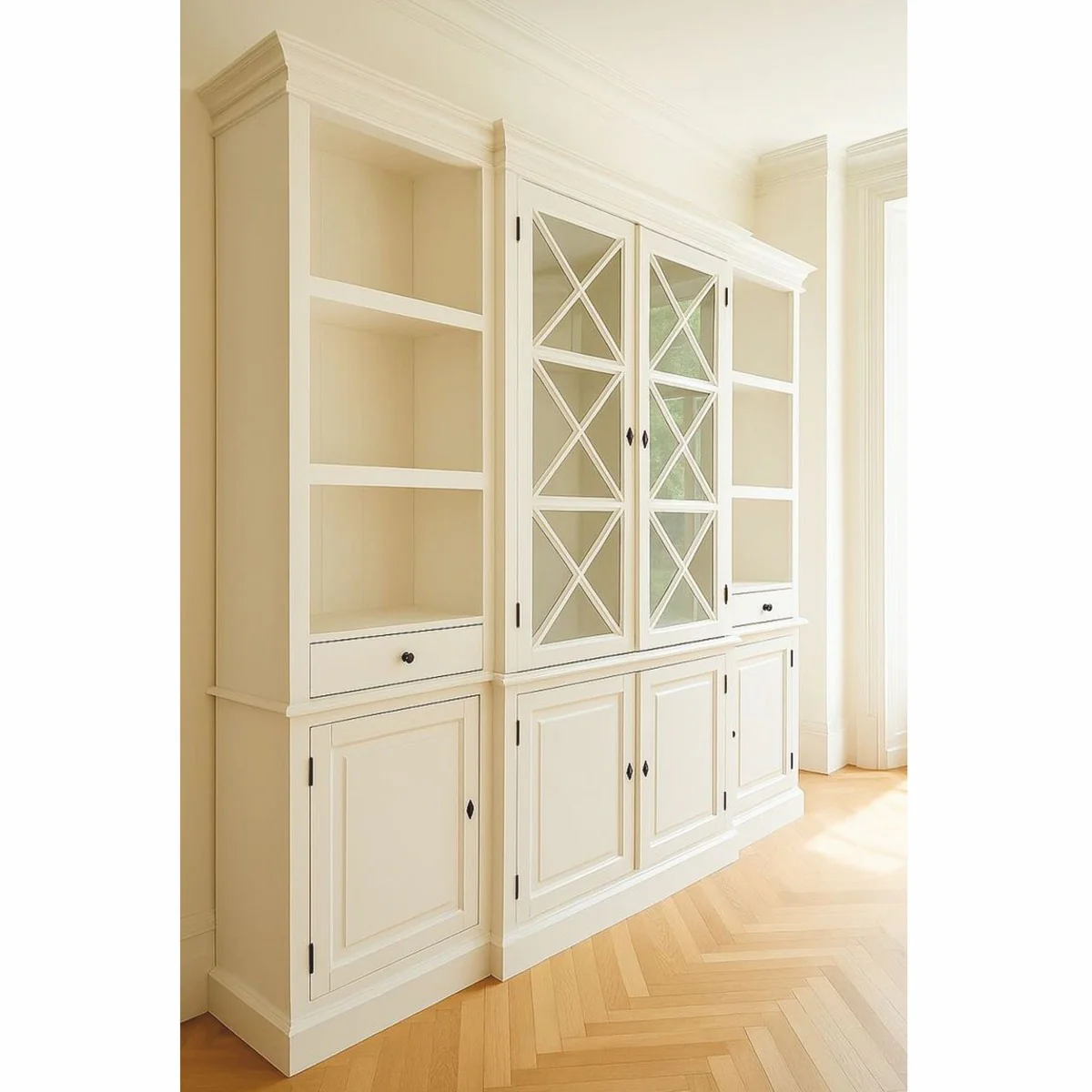 Landhausstil Schrank Weiß 220 cm - Landhausstil Massivholz Möbel