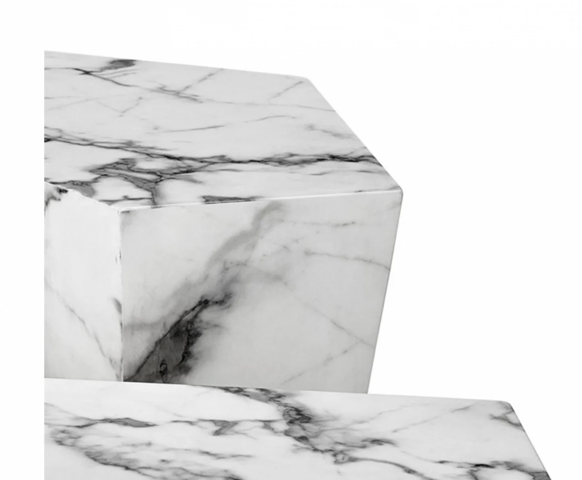 Art Deco Luxus Couchtisch Kunstmarmor 3er Set - Wohnzimmer Salon Tisch - Luxus Möbel