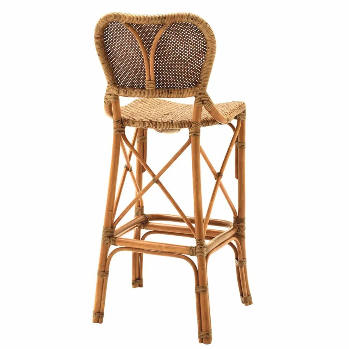 Luxus Rattan Barstuhl Braun H. 104,5 cm - Rattan Bar Möbel