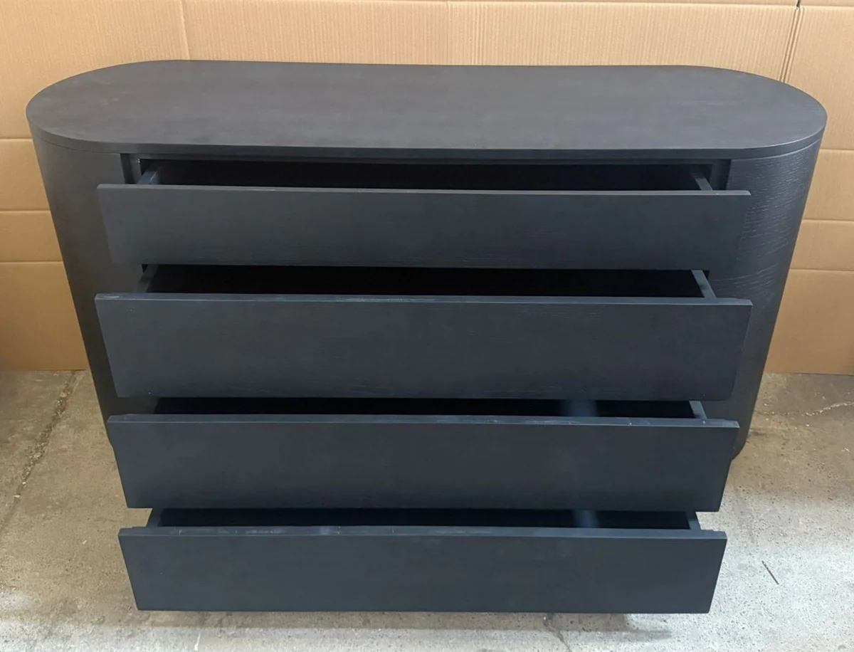 Luxus Kommode mit 4 Schubladen Schwarz 140 cm - Luxus Möbel