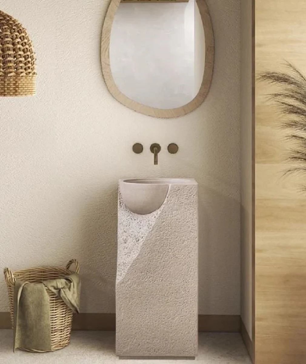 Luxus Waschtisch Grau 40 x 40 x H. 86 cm - Keramik Waschtisch mit integriertem Waschbecken - Luxus Badezimmer Möbel - Hotel Möbel - Luxus Qualität - Made in Italy