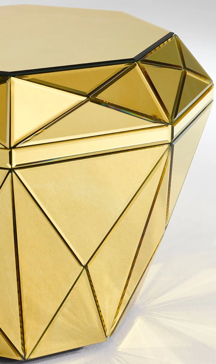 Luxus Spiegelglas Beistelltisch / Hocker Gold 55 x 55 x H. 45 cm - Designermöbel