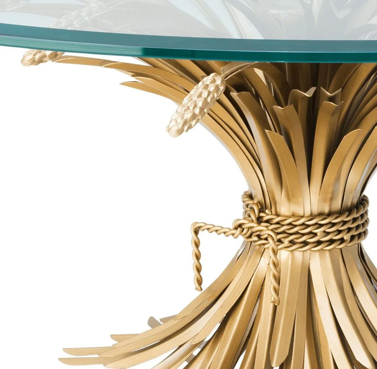 Luxus Couchtisch / Wohnzimmertisch Antik Gold Ø 90 x H. 43 cm - Designermöbel