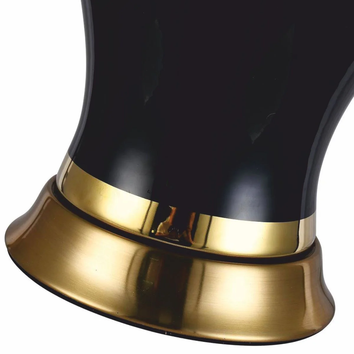 Luxus Keramik Tischleuchte Schwarz / Gold / Weiß Ø 40 x H. 72 cm