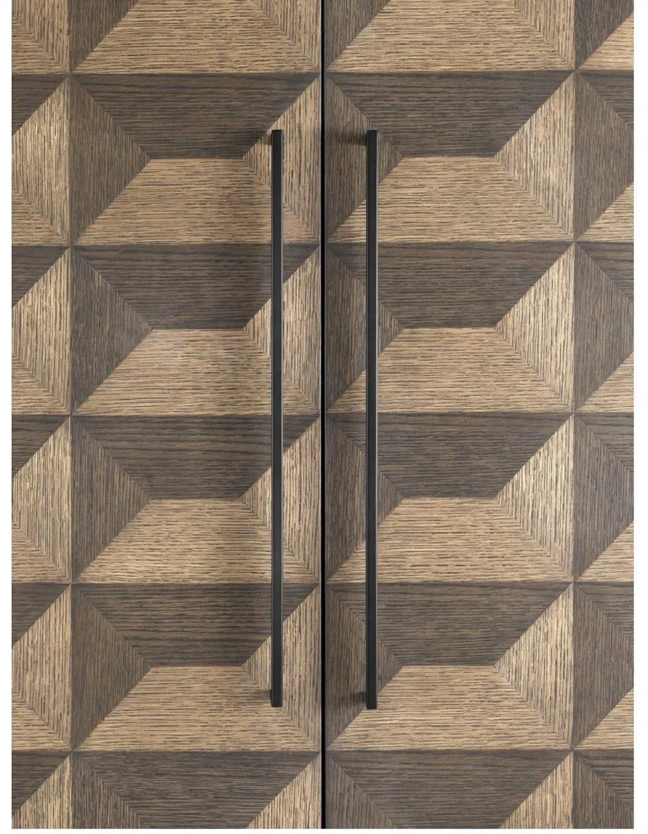 Luxus Weinschrank mit 2 Türen Braun / Dunkelbraun / Schwarz 95 x 58 x H. 168,5 cm - Barmöbel - Luxus Qualität