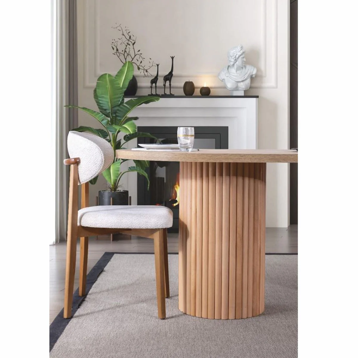 Luxus Esstisch Naturfarben 180 cm - Esszimmer Möbel