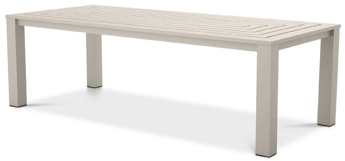 Luxus Esstisch Sandfarben 240 x 105 x H. 74,5 cm - Wetterbeständiger Aluminium Tisch - Garten Tisch - Terrassen Tisch - Garten Möbel - Terrassen Möbel - Luxus Qualität