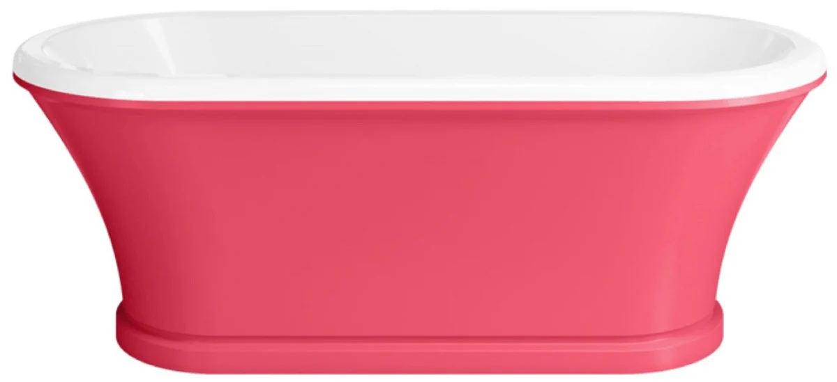 Jugendstil Badewanne Rosa / Weiß 170 cm - Freistehende Retro Stil Badewanne