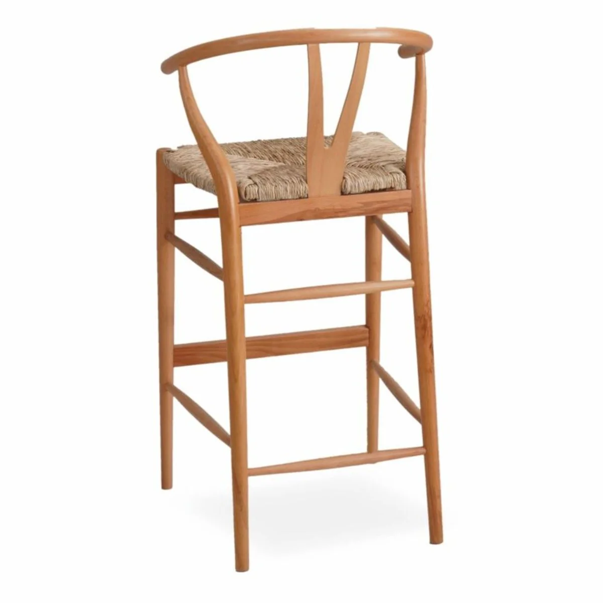 Luxus Barstuhl mit Armlehnen Naturfarben H. 103 cm - Massivholz Bar Möbel