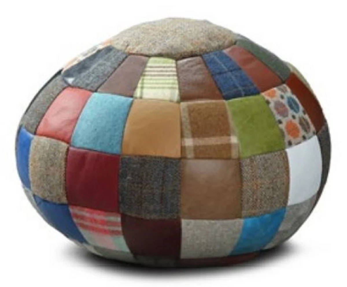 Luxus Hocker Mehrfarbig Ø 55 x H. 30 cm - Runder Sitzhocker - Fußhocker - Wohnzimmer Möbel