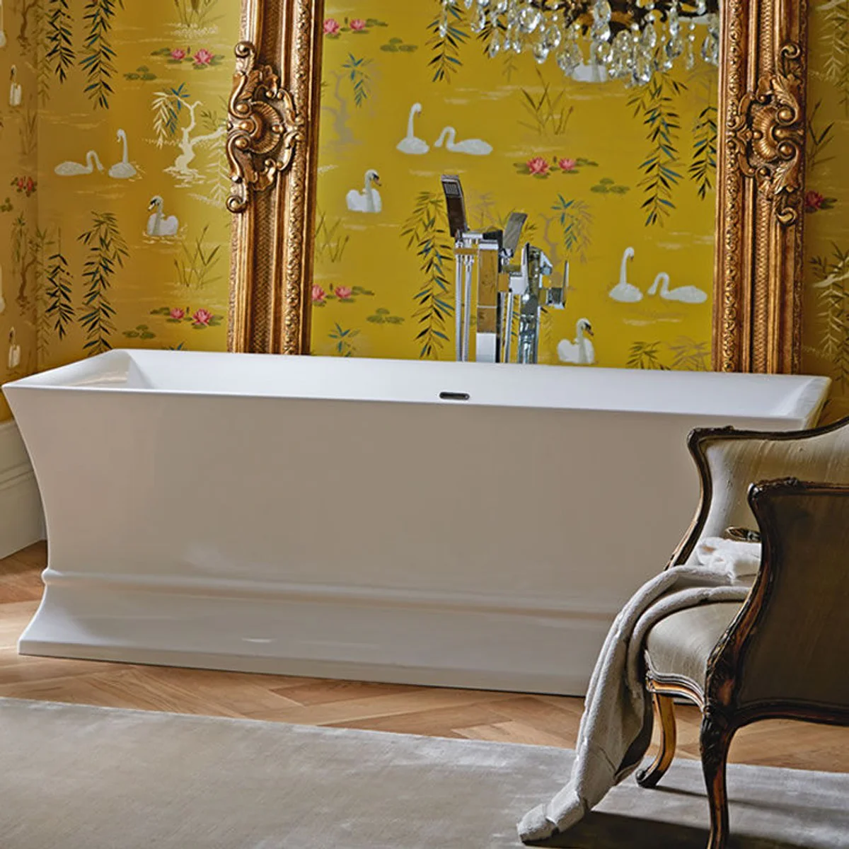 Luxus Badewanne Freistehend Weiß Eckig 1695 mm - freistehende Retro Antik Badewanne - Barock & Jugendstil Badezimmer Möbel