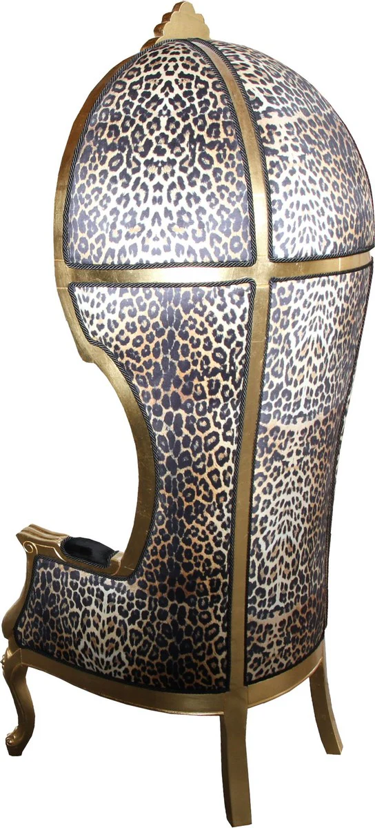 Pompöös by Luxus Ballon Barock Sessel Isabelle Schwarz / Leopard mit glitzernder Krone - Pompööser Barock Sessel designed by Harald Glööckler