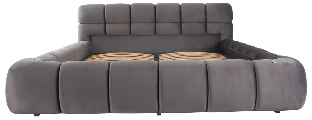 Luxus Doppelbett Grau - Verschiedene Größen - Modernes Bett mit Kopfteil und Lattenrost - Moderne Schlafzimmer Möbel