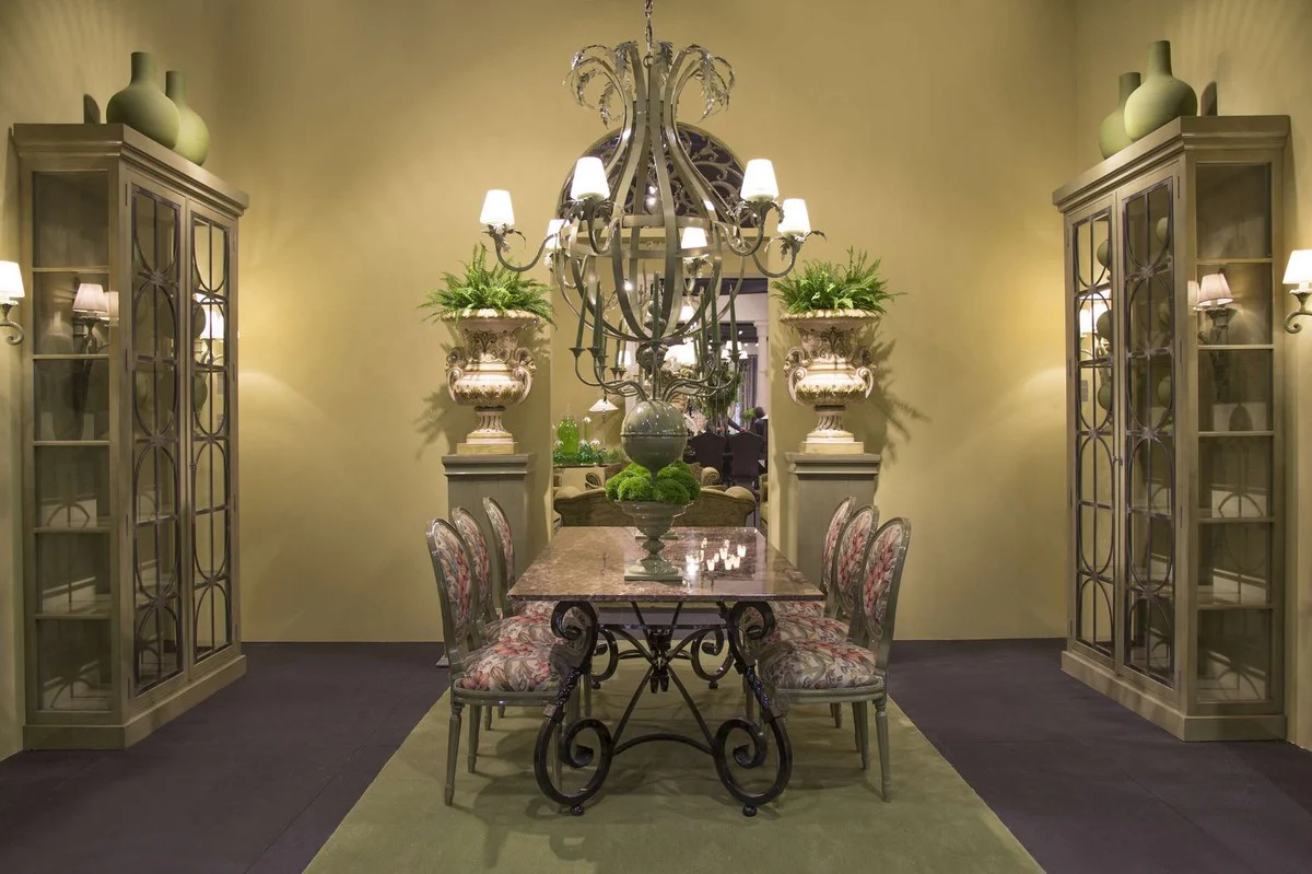 Luxus Barock Esstisch Untergestell Schwarz - Handgeschmiedetes Schmiedeeisen Gestell - Esszimmer Garten Terrassen Möbel