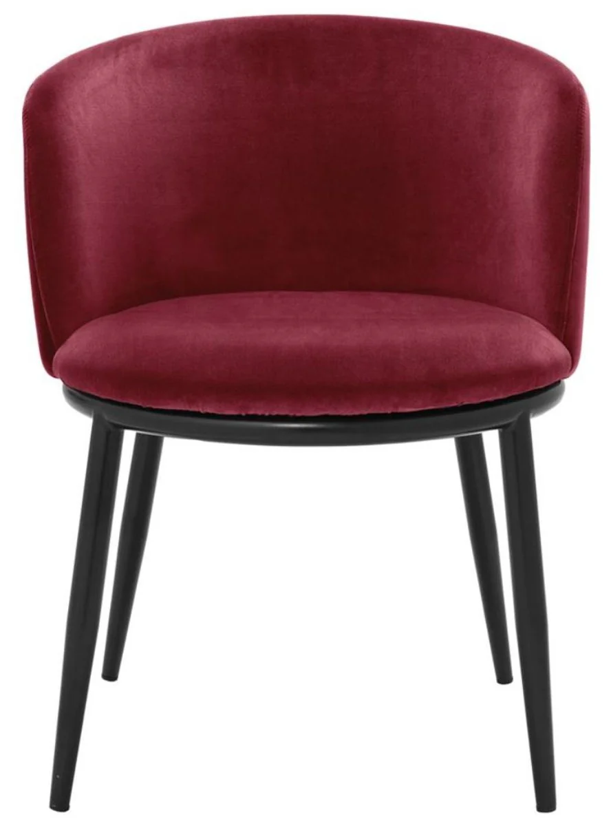 Luxus Esszimmerstuhl Set Weinrot / Schwarz 57 x 57 x H. 74 cm - Esszimmermöbel