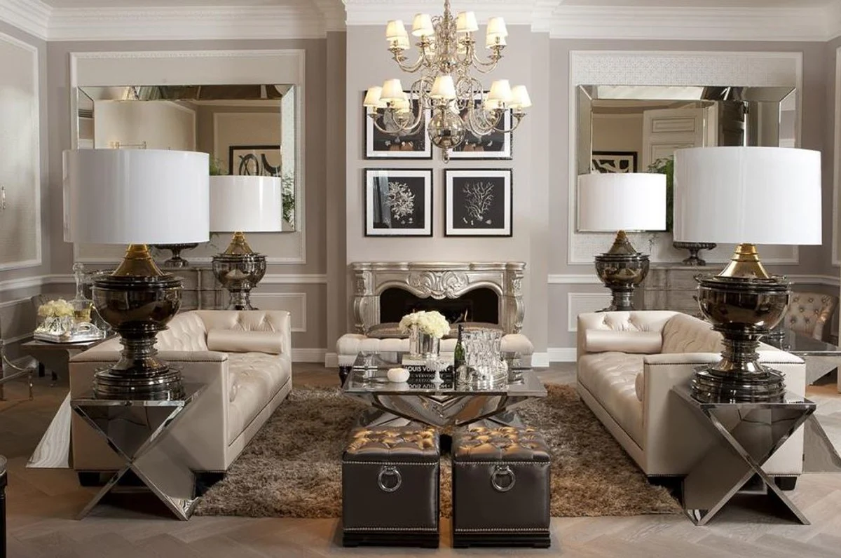 Luxus Edelstahl Couchtisch 120 x 70 x H. 46 cm - Designer Wohnzimmertisch