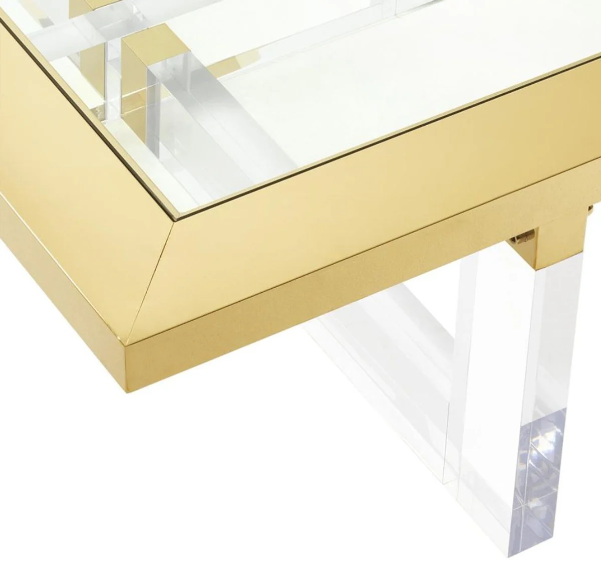 Luxus Couchtisch / Wohnzimmertisch Gold 140 x 80,5 x H. 43 cm - Wohnzimmermöbel