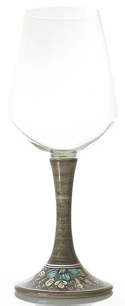 Luxus Weinglas 6er Set Braun / Mehrfarbig H. 23,5 cm - Handgefertigte & handbemalte Weingläser - Hotel & Restaurant Accessoires - Luxus Qualität - Made in Italy