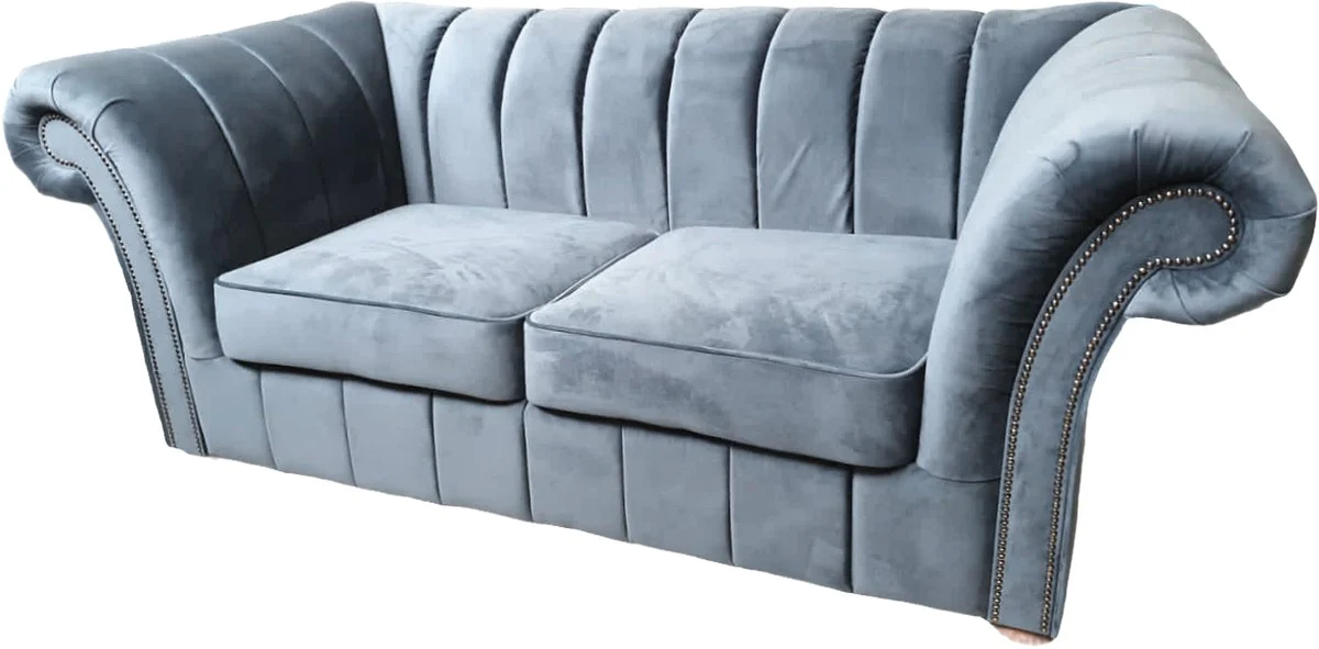 Luxus 2er Sofa Hellgrau 170 cm - Chesterfield Möbel Grau