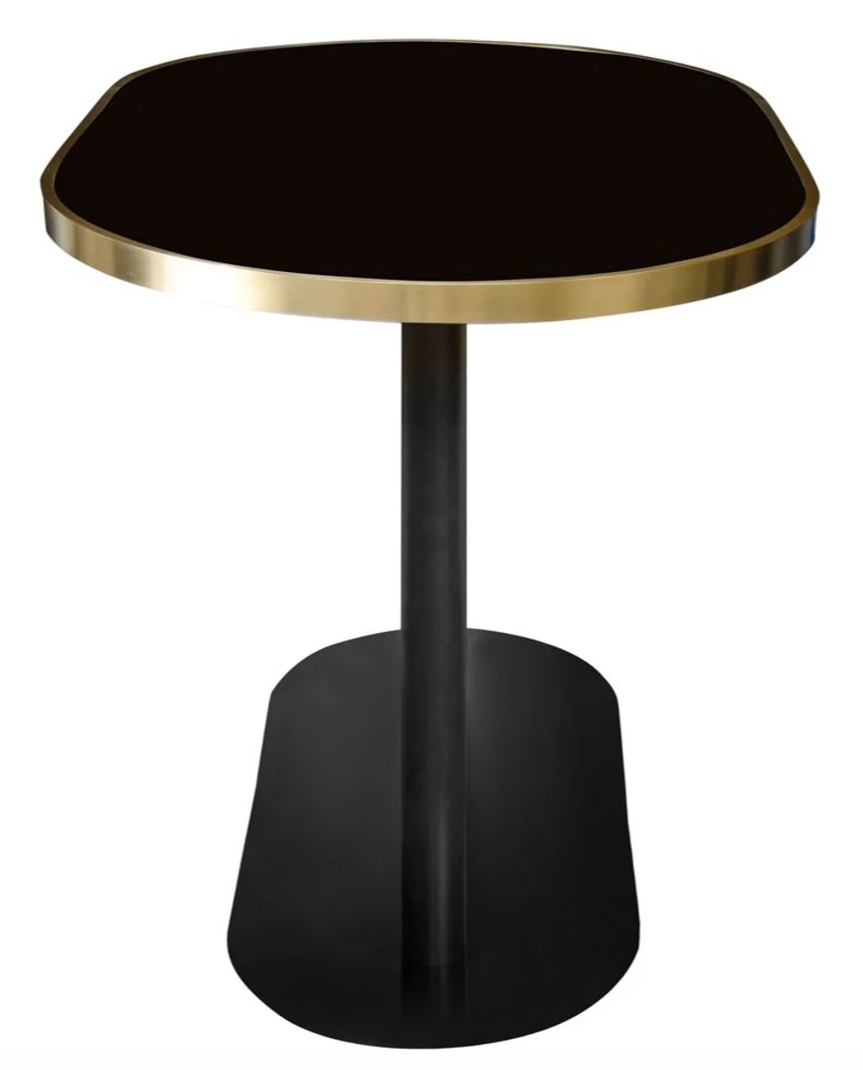 Luxus Esstisch Schwarz / Gold 110 x 70 x H. 76 cm - Designer Esszimmermöbel