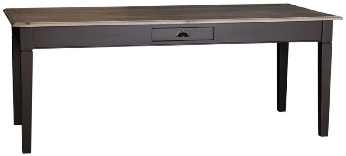 Landhausstil Küchentisch Schwarz / Naturfarben - Verschiedene Größen - Landhausstil Esstisch mit Schublade