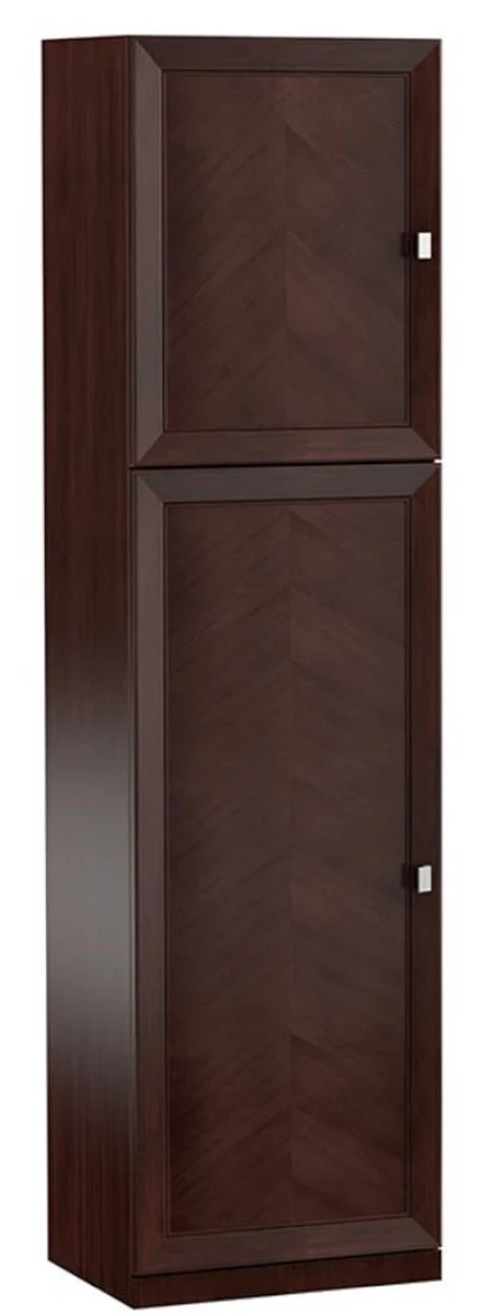 Luxus Kleiderschrank Dunkelbraun / Silber 70,4 x 44,2 x H. 225,6 cm - Schlafzimmerschrank mit 2 Türen - Schlafzimmermöbel
