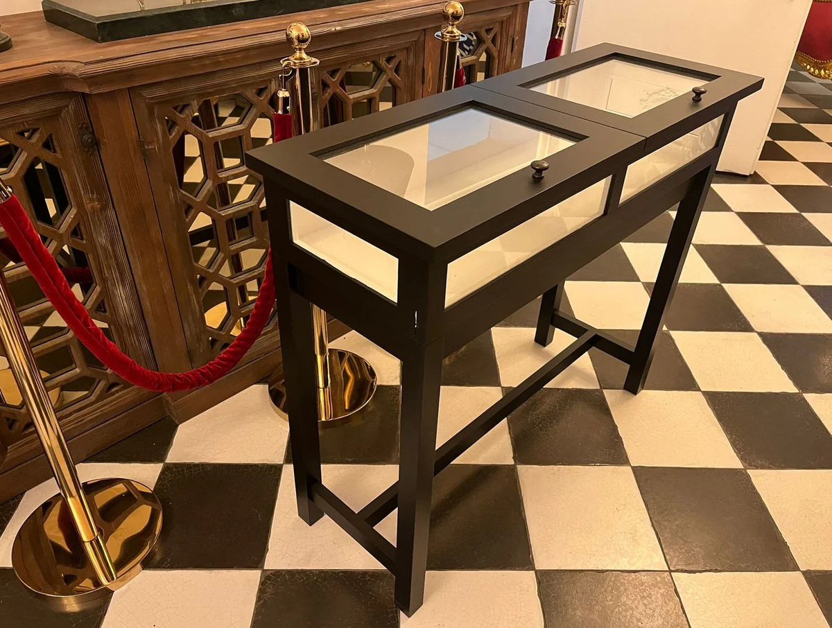 Landhausstil Ladenvitrine Schwarz / Weiß 110 cm