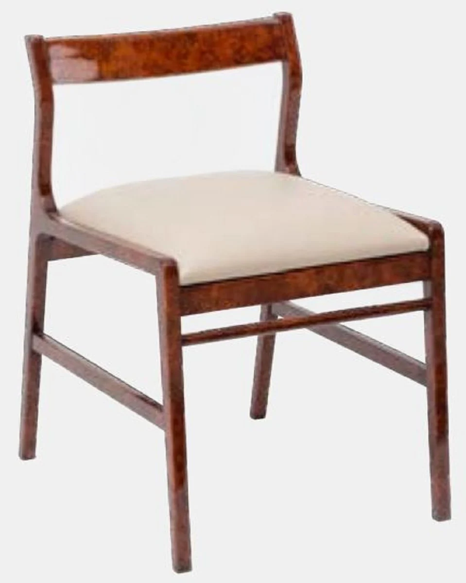 Luxus Esszimmerstuhl 6er Set Braun / Creme 50 x 67 x H. 77 cm - Luxus Massivholz Küchen Stühle - Esszimmer Möbel - Küchen Möbel - Luxus Möbel - Luxus Esszimmer Einrichtung