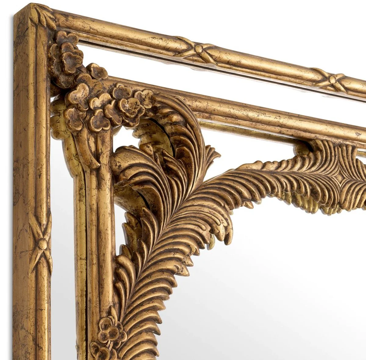 Luxus Mahagoni Wandspiegel Antik Gold 95 x 9,5 x H. 229,5 cm - Rechteckiger Garderoben Spiegel - Wohnzimmer Spiegel - Garderoben Möbel - Wohnzimmer Möbel - Luxus Möbel