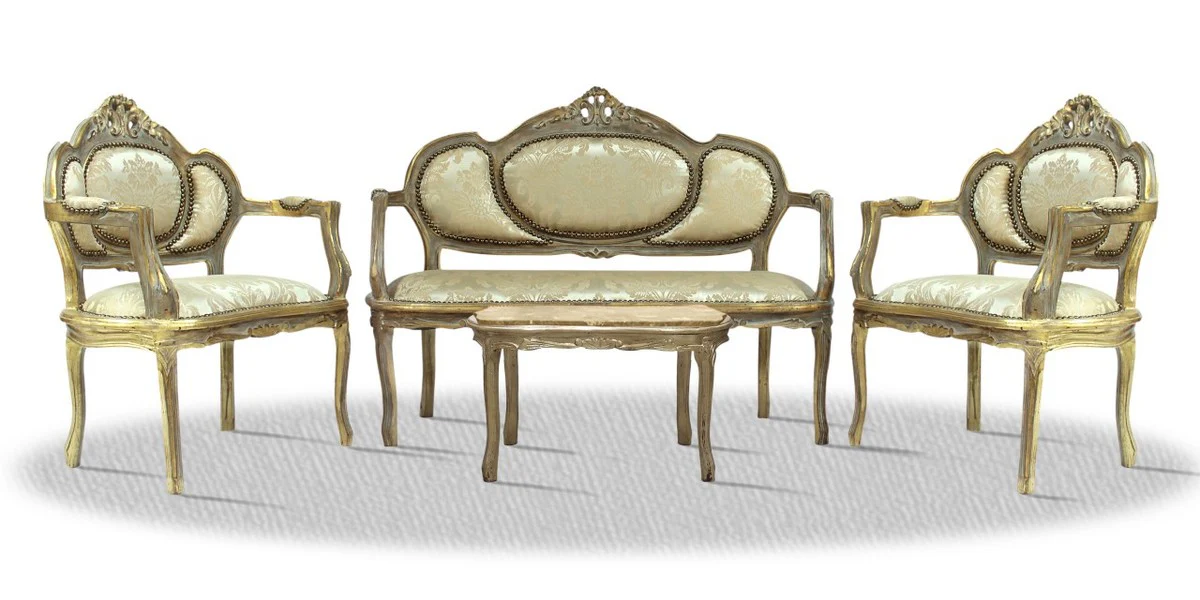 Barock Salon Set Antik Gold - Luxus Möbel