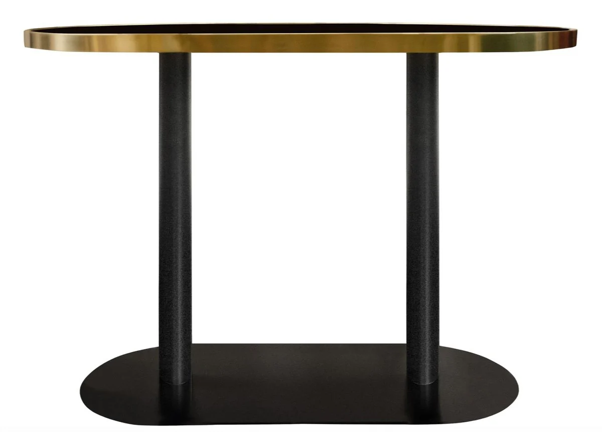 Luxus Esstisch Schwarz / Gold 110 x 70 x H. 76 cm - Designer Esszimmermöbel