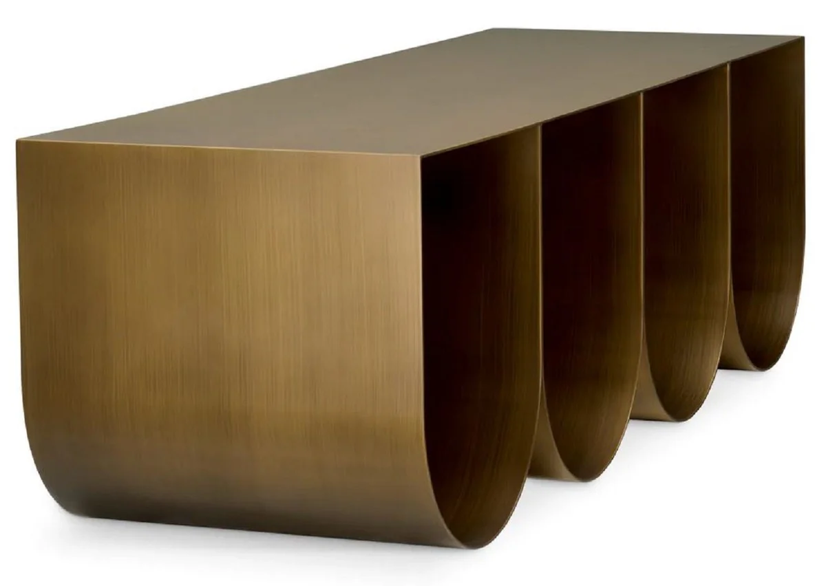 Luxus Couchtisch Messing 120 x 40 x H. 38 cm - Rechteckiger Metall Wohnzimmertisch - Wohnzimmer Möbel - Hotel Möbel - Luxus Metall Möbel