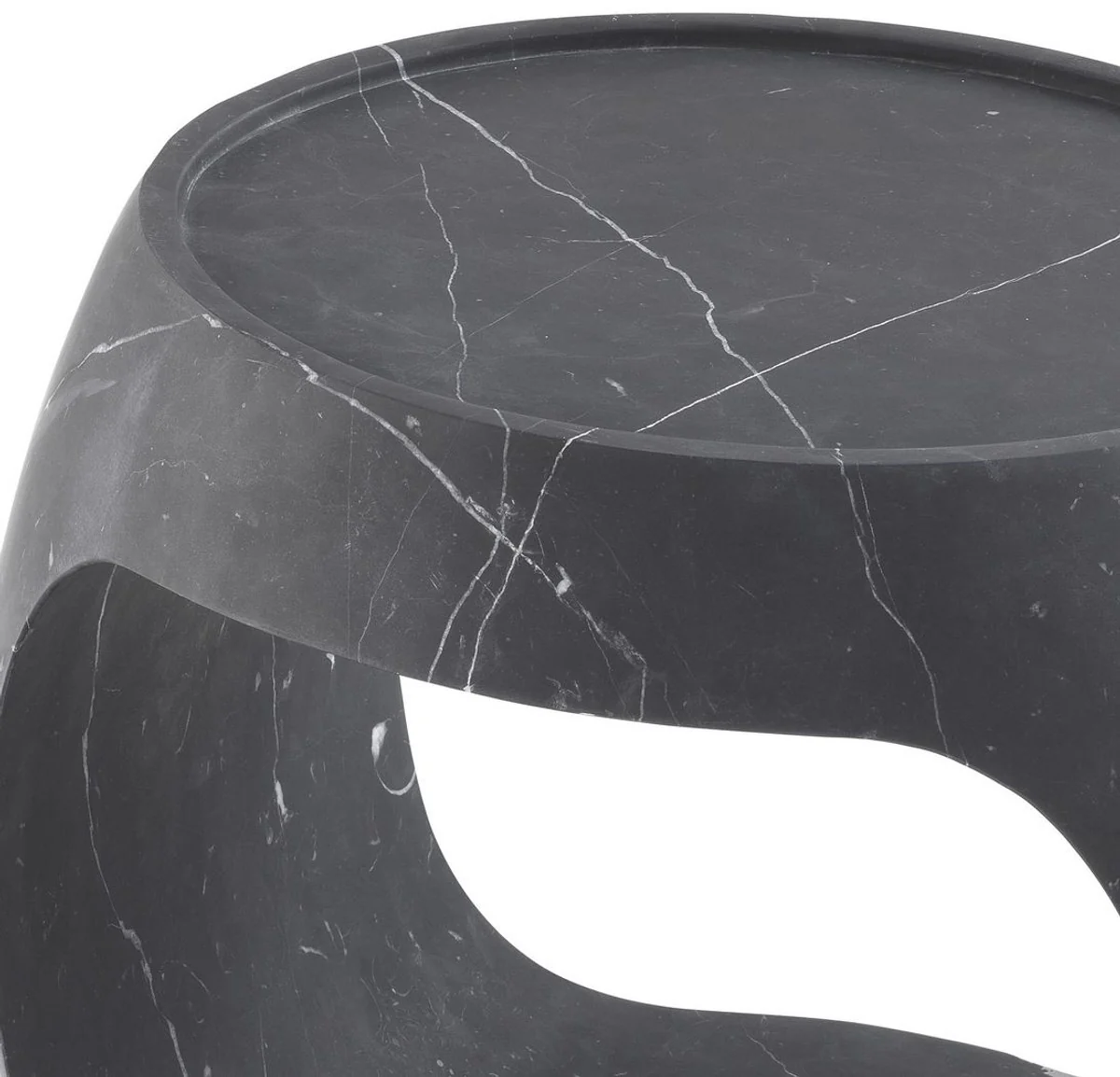 Luxus Marmor Beistelltisch Schwarz 43 x 36,5 x H. 40,5 cm - Marmor Möbel - Luxus Qualität