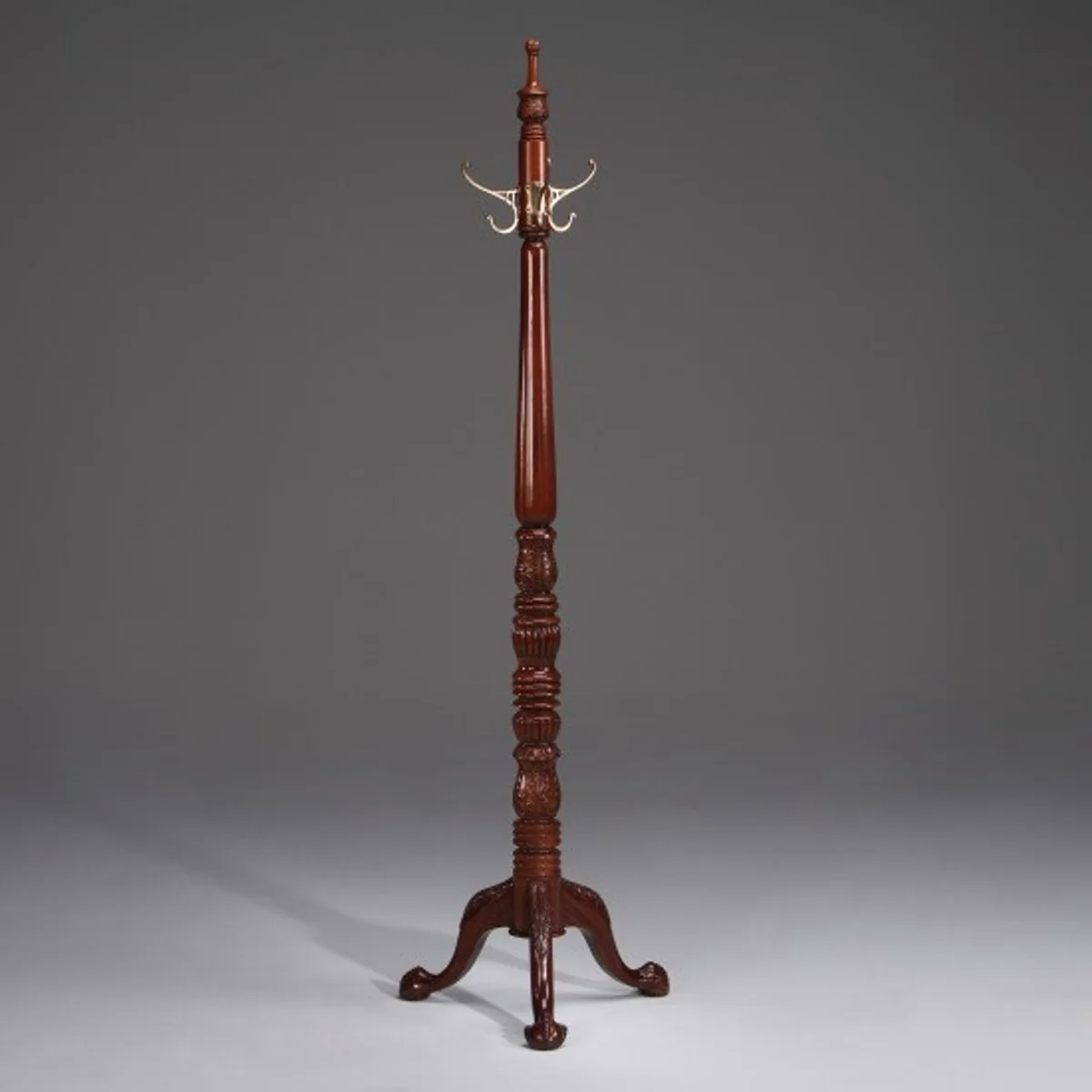 Designer Luxus Garderoben Ständer - Mahagony Garderobe Rundständer - Luxus Kollektion - Barock Empire Art Deco