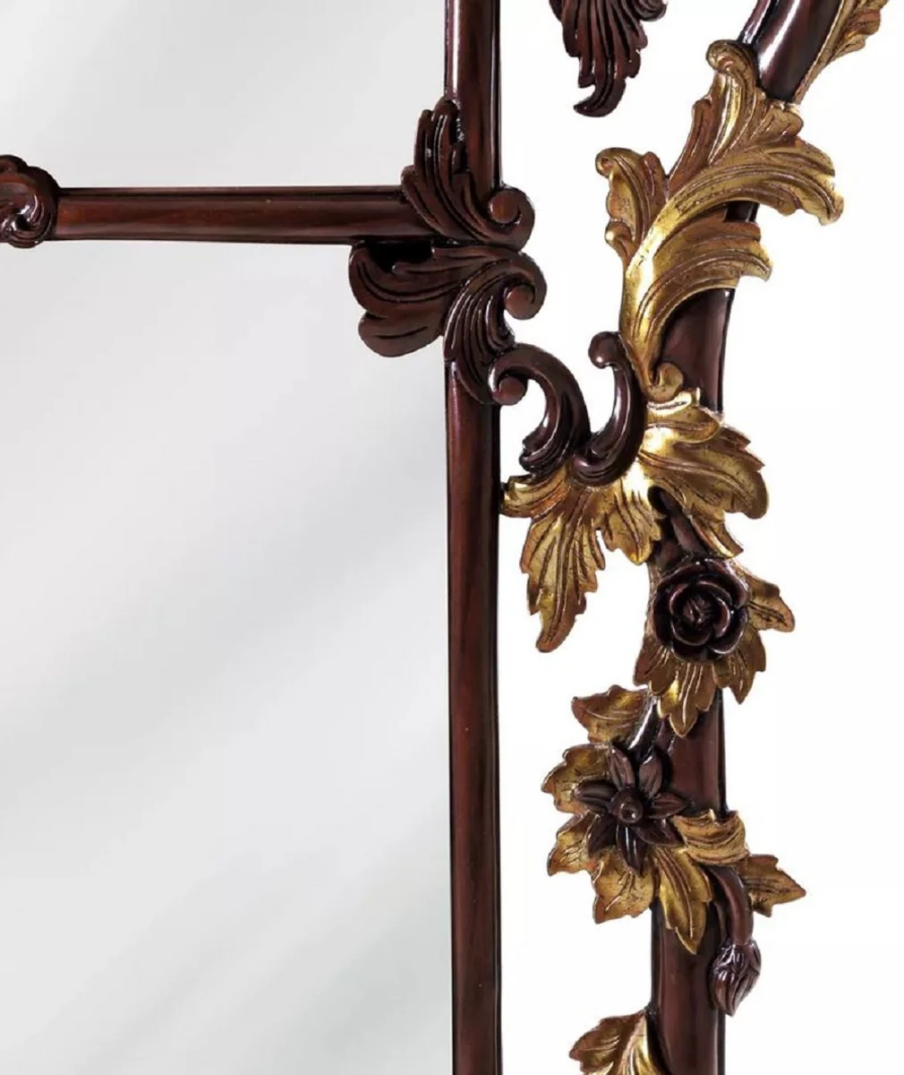 Luxus Barock Mahagoni Spiegel Dunkelbraun / Gold H. 210 cm - Barock Möbel