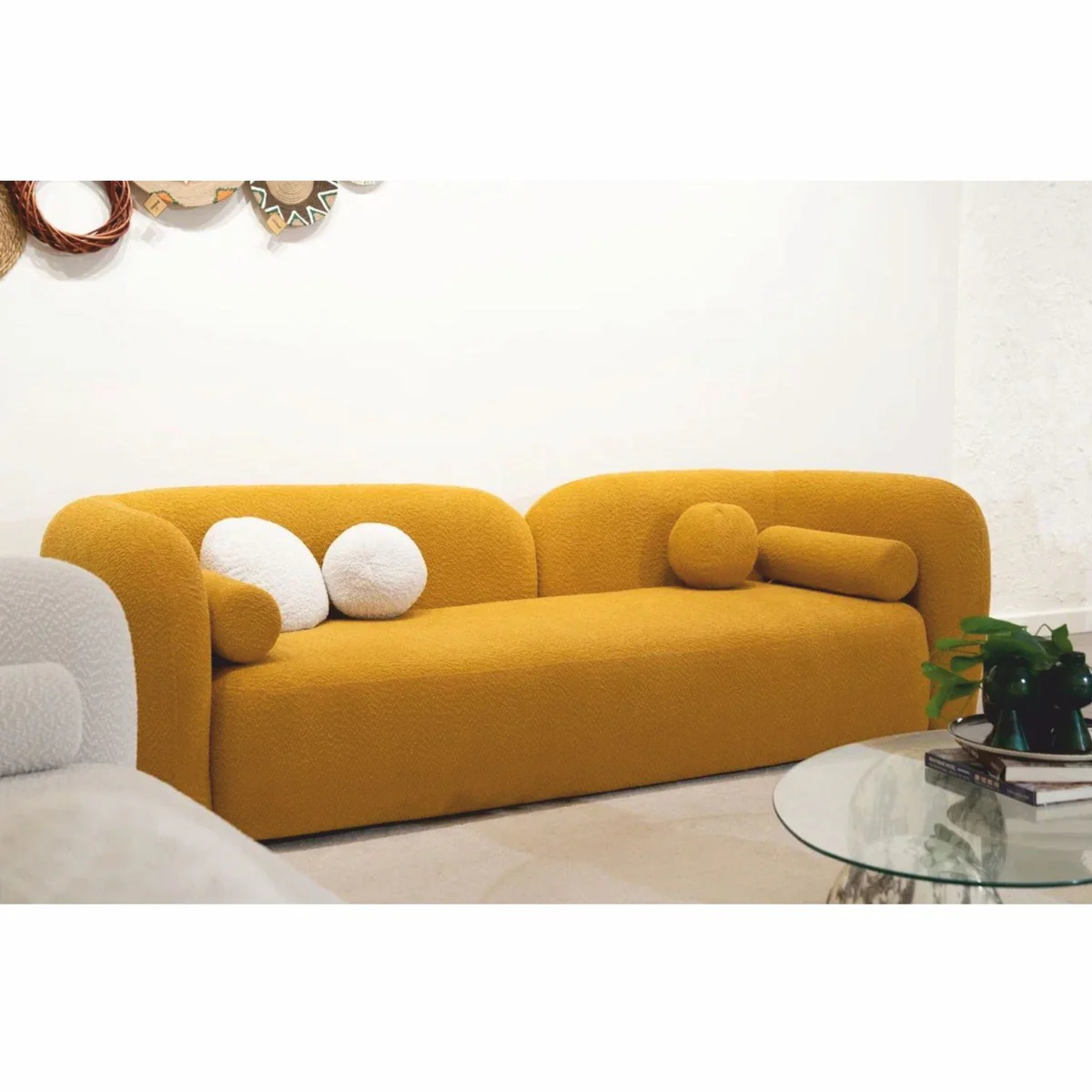 Luxus Wohzimmer & Hotel Sofa Ocker 240 cm - Luxus Möbel