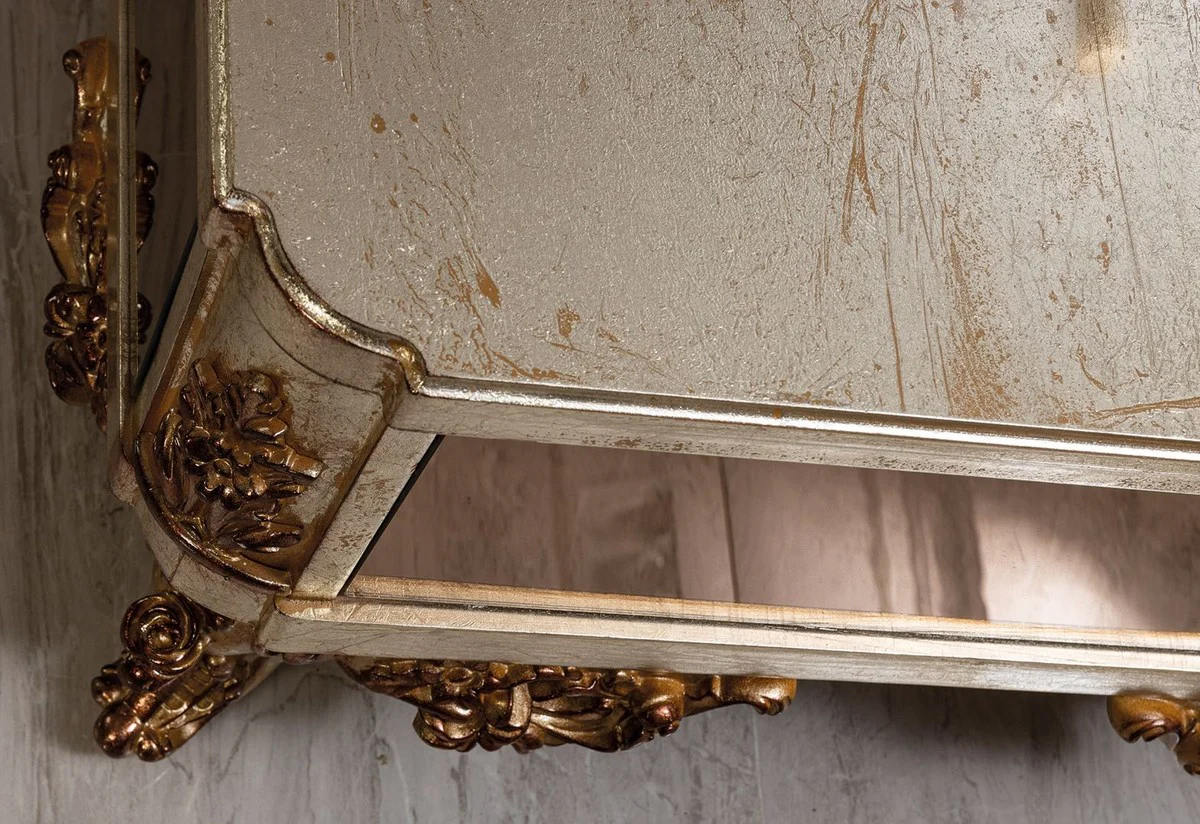 Luxus Barock Couchtisch Antik Silber / Kupfer / Gold - Verspiegelter Barockstil Wohnzimmertisch - Barockstil Wohnzimmer Möbel - Barock Möbel - Luxus Möbel im Barockstil