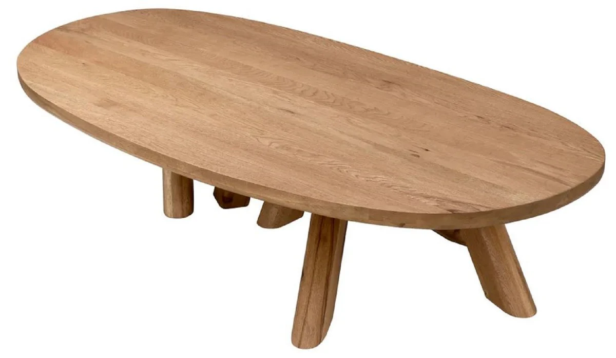 Luxus Massivholz Couchtisch Braun 170 x 85 x H. 35 cm - Ovaler Eichenholz Wohnzimmertisch - Wohnzimmer Möbel - Luxus Möbel - Luxus Qualität