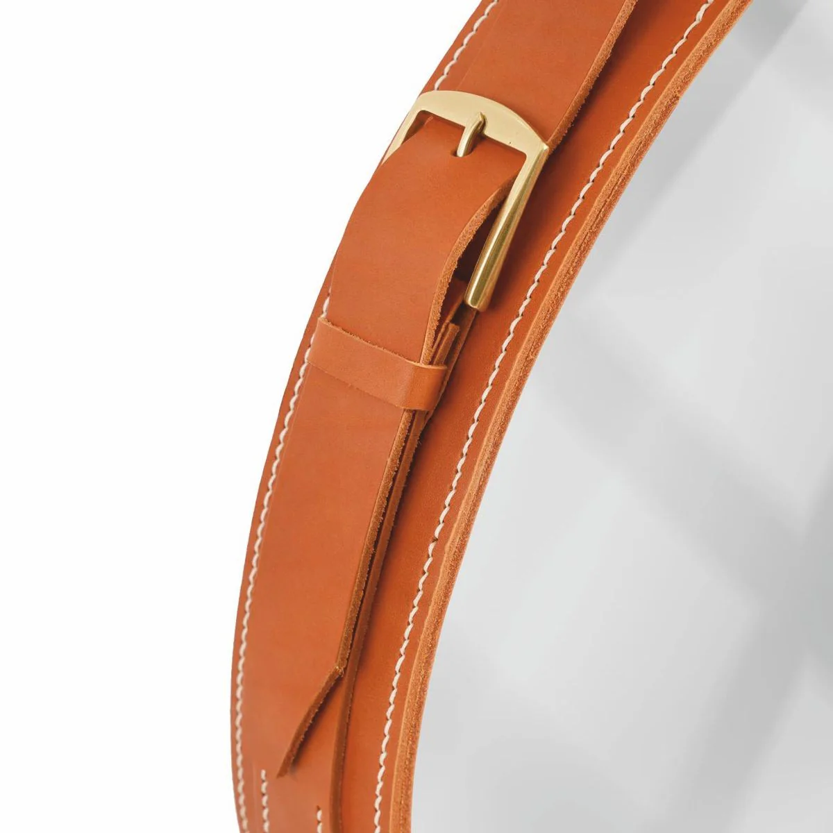 Luxus Spiegel Braun - Verschiedene Größen - Runder Wandspiegel mit Echtleder