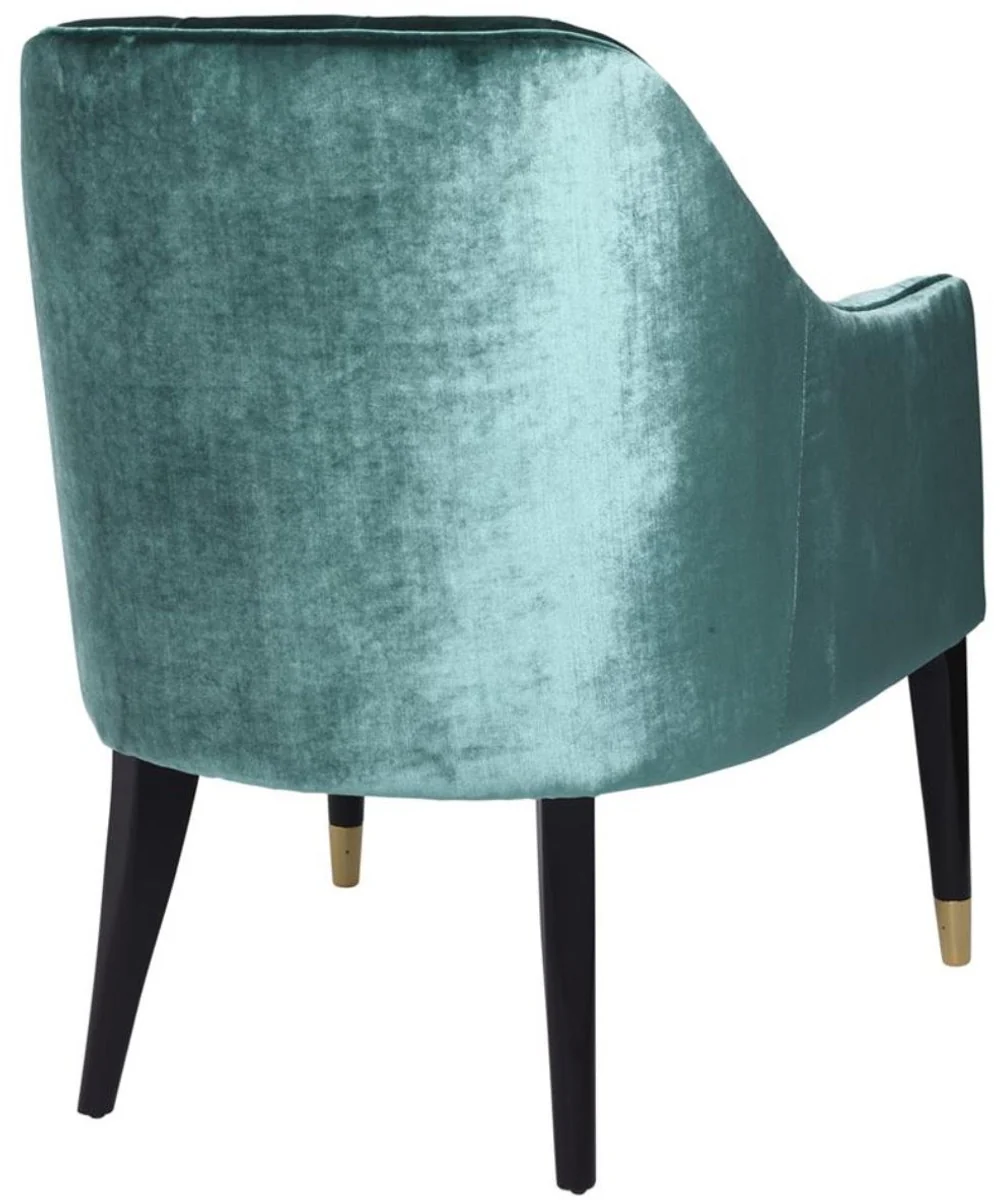 Luxus Sessel Ägäisches Grün / Schwarz / Gold 65 x 80 x H. 88 cm - Chesterfield Möbel