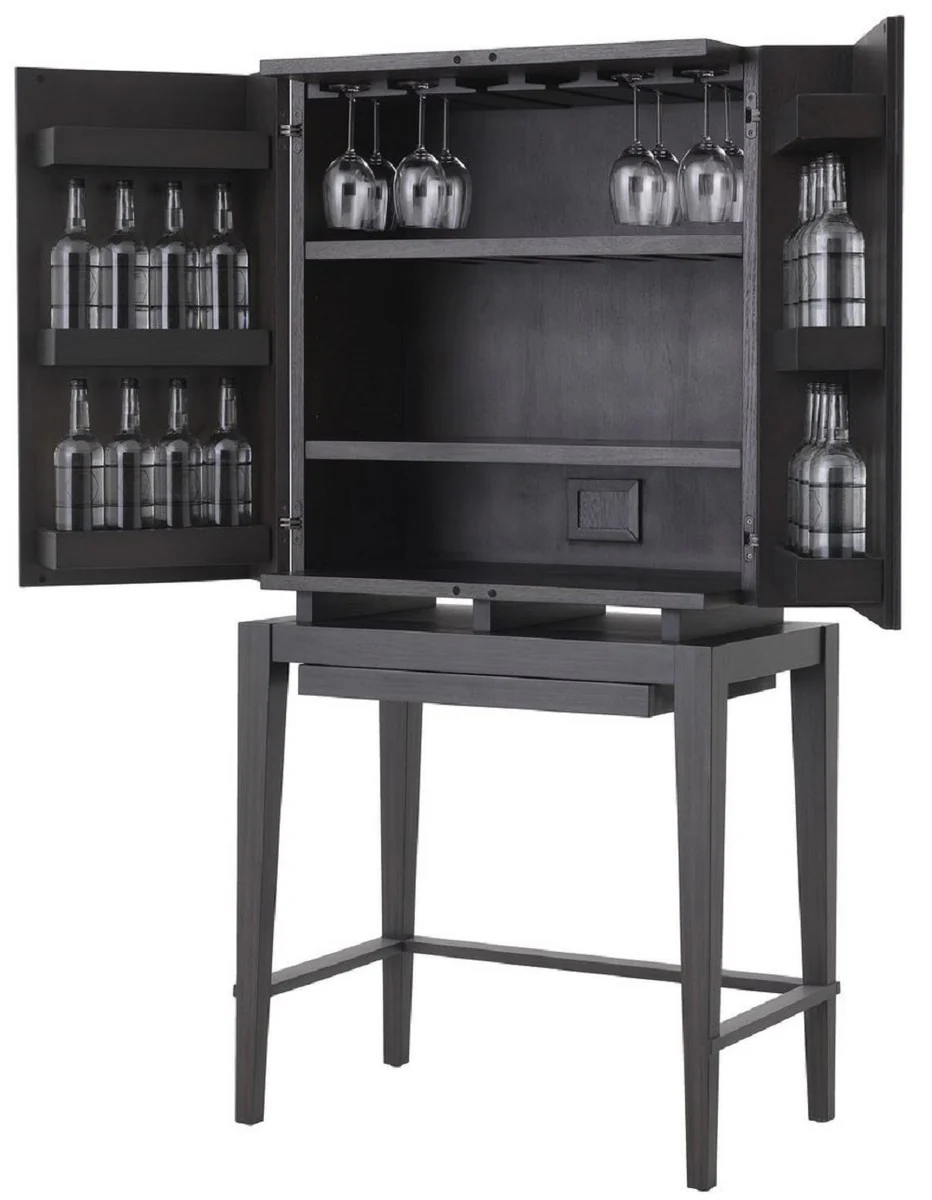 Luxus Weinschrank Anthrazitgrau / Bronze 82,5 x 51 x H. 168 cm - Mahagoni Barschrank mit 2 Türen - Barmöbel - Luxus Qualität