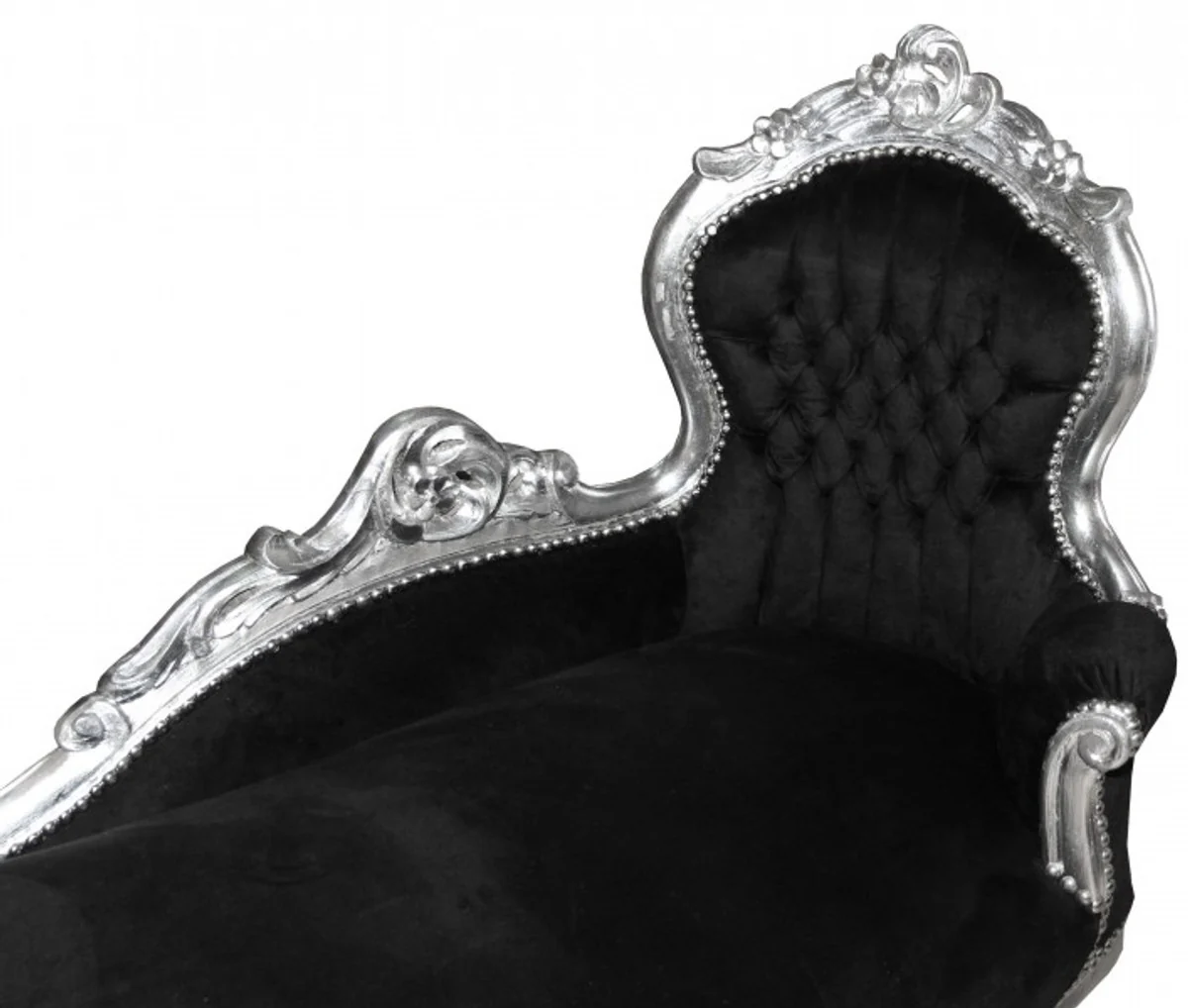 Barock Chaiselongue King Schwarz/Silber- Antik Möbel
