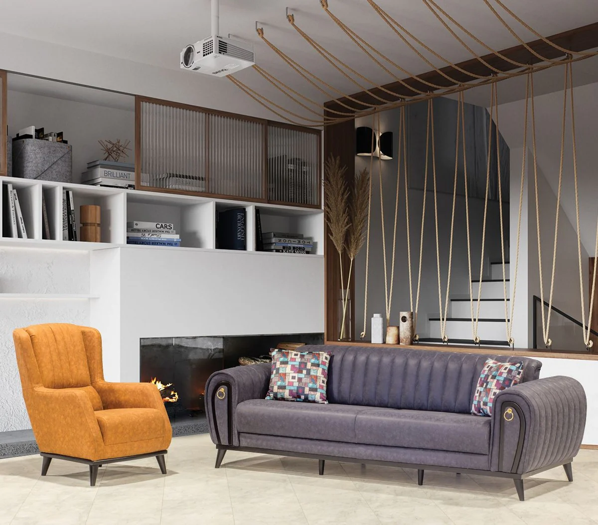 Luxus Schlafsofa Lila / Schwarz / Gold 222 x 90 x H. 80 cm - Modernes Wohnzimmer Sofa - Luxus Wohnzimmer Möbel