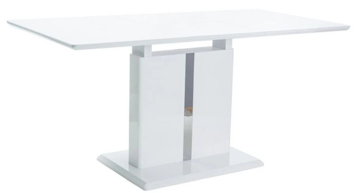 Designer Esstisch Weiß 110-150 x 75 x H. 76 cm - Ausziehbarer Küchentisch - Designer Esszimmer Möbel